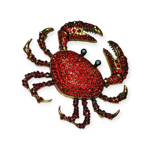 Heidi Daus Red Crystal Crab Bling Brooch - Picture 12 of 14